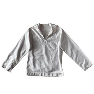 Vintage 1930s 1940s White Cotton Twill Navy Sailors Shirt WWII FFK Initials